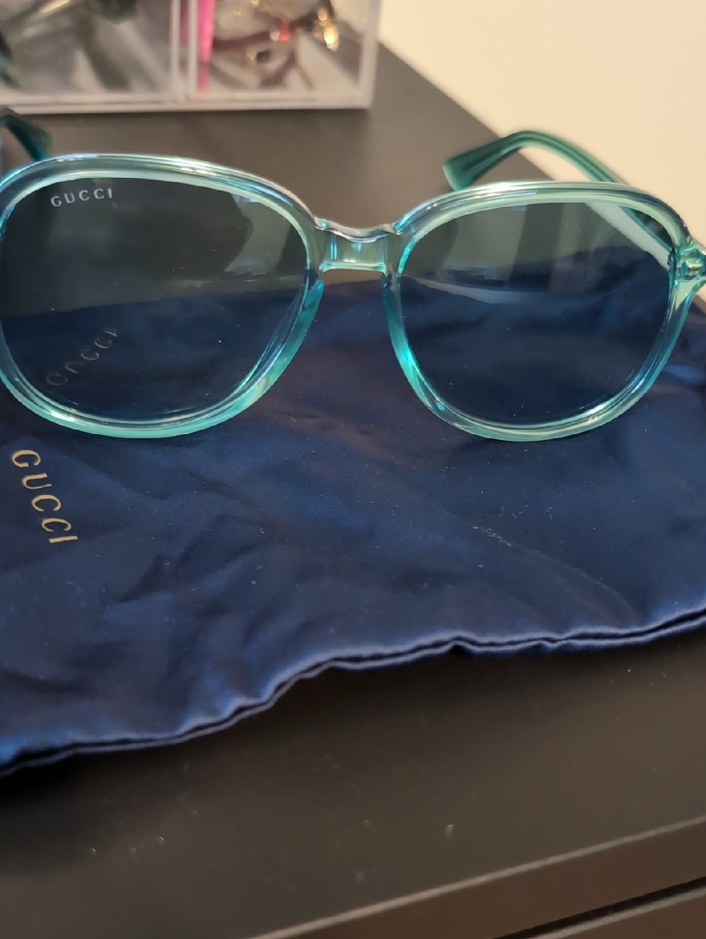 Gucci Women's Aqua Turquoise Round Sunglasses- Authentic